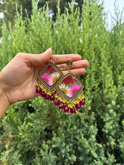 Raani pink daisy jhumka