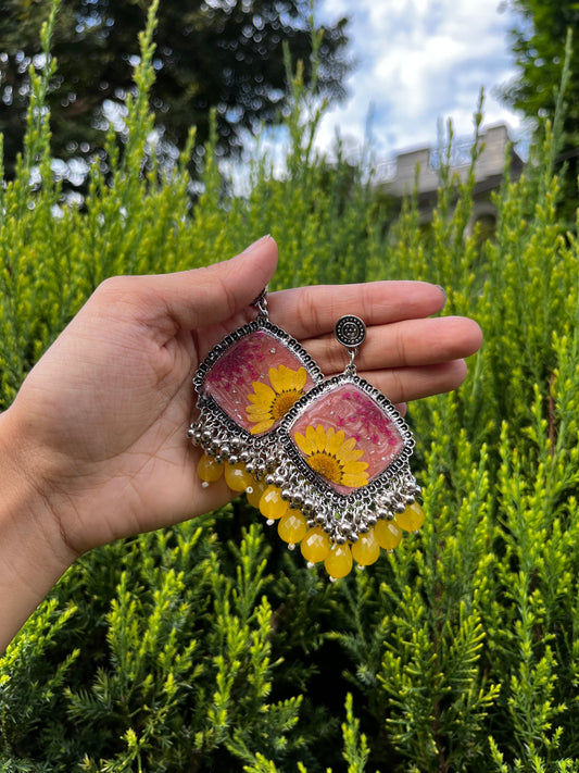 Pink Haldi jhumkas