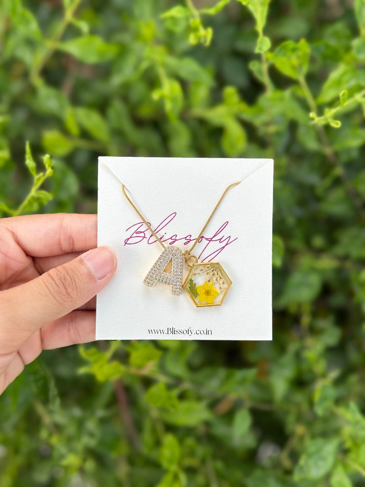 Golden bloom initial necklace