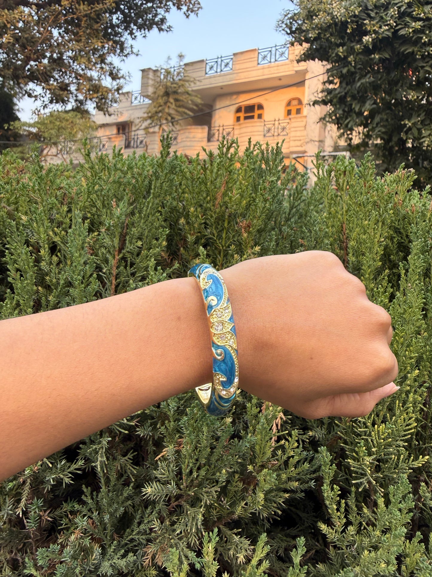 Blue fern jhumka & bangle