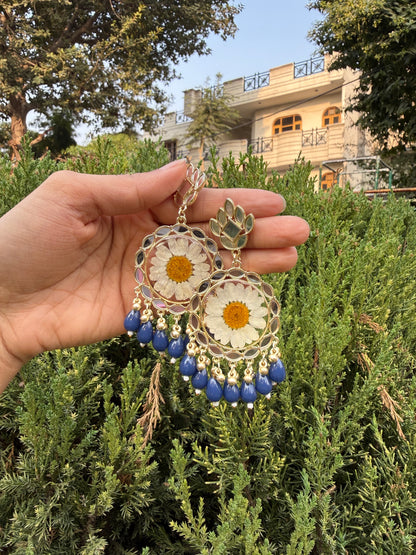 Elegant blue mirror jhumka