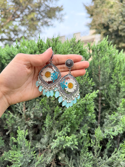 Prettiest blue daisy jhumkas