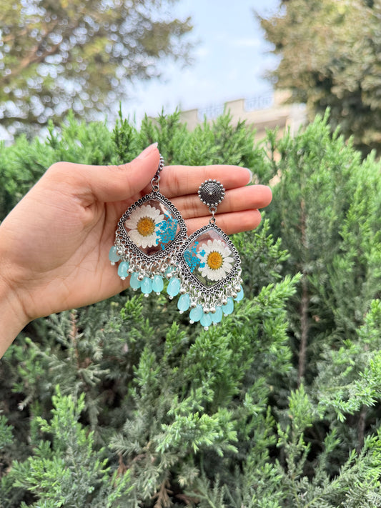 Prettiest blue daisy jhumkas