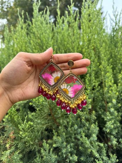 Raani pink daisy jhumka