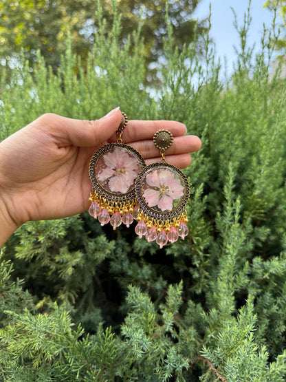 Pink larkspur Jhumka