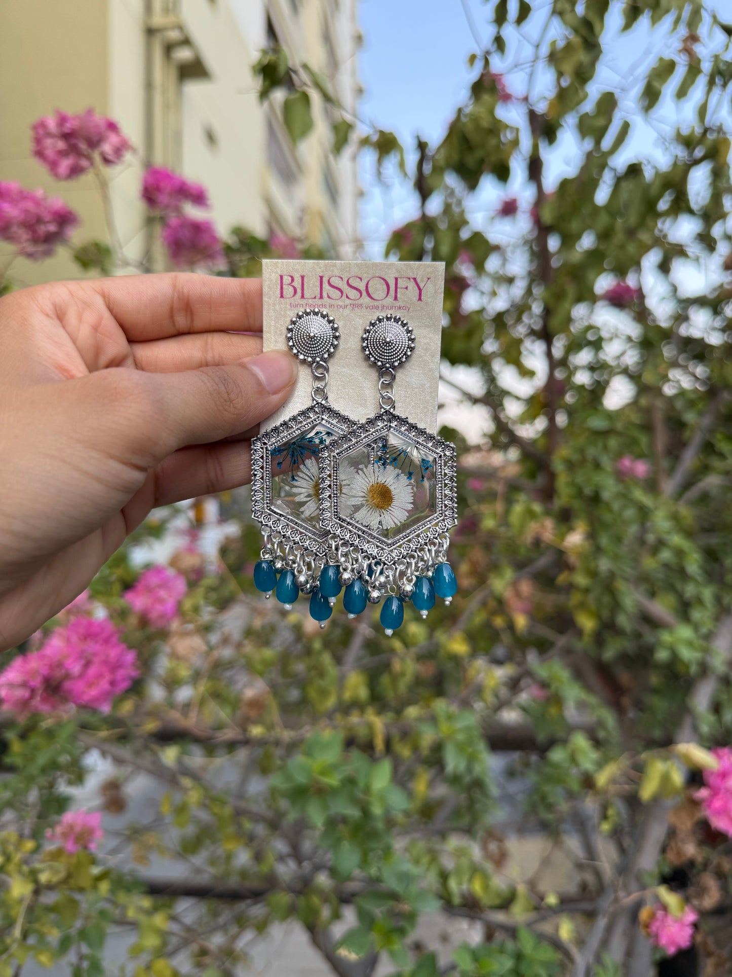 Prettiest blue aster Jhumka