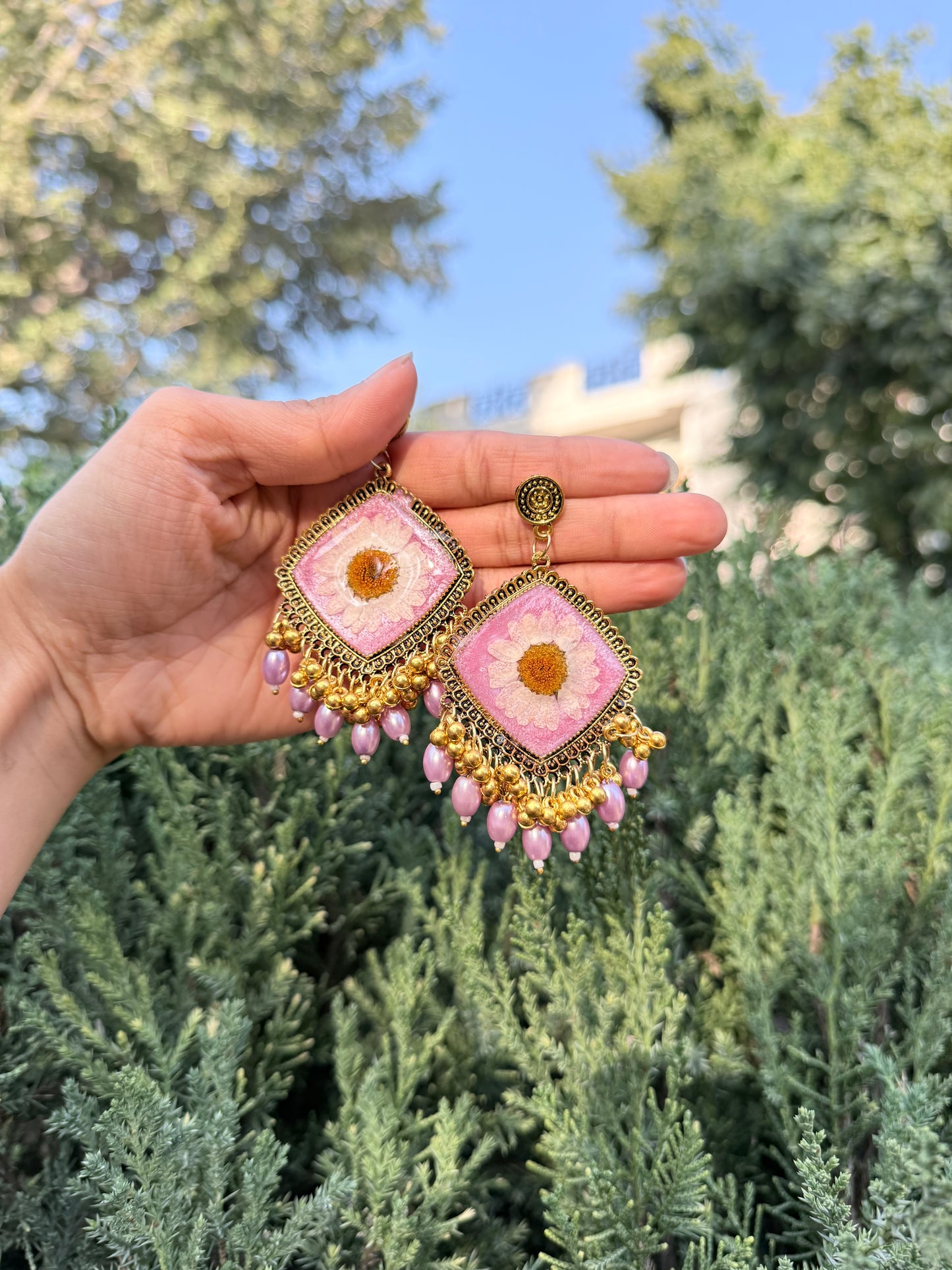 Pink bloom jhumka