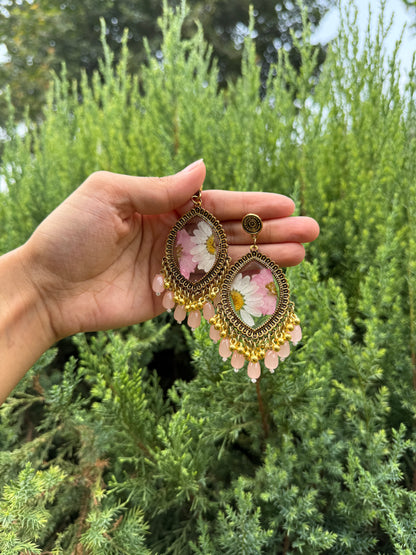 Pink larkspur jhumkas