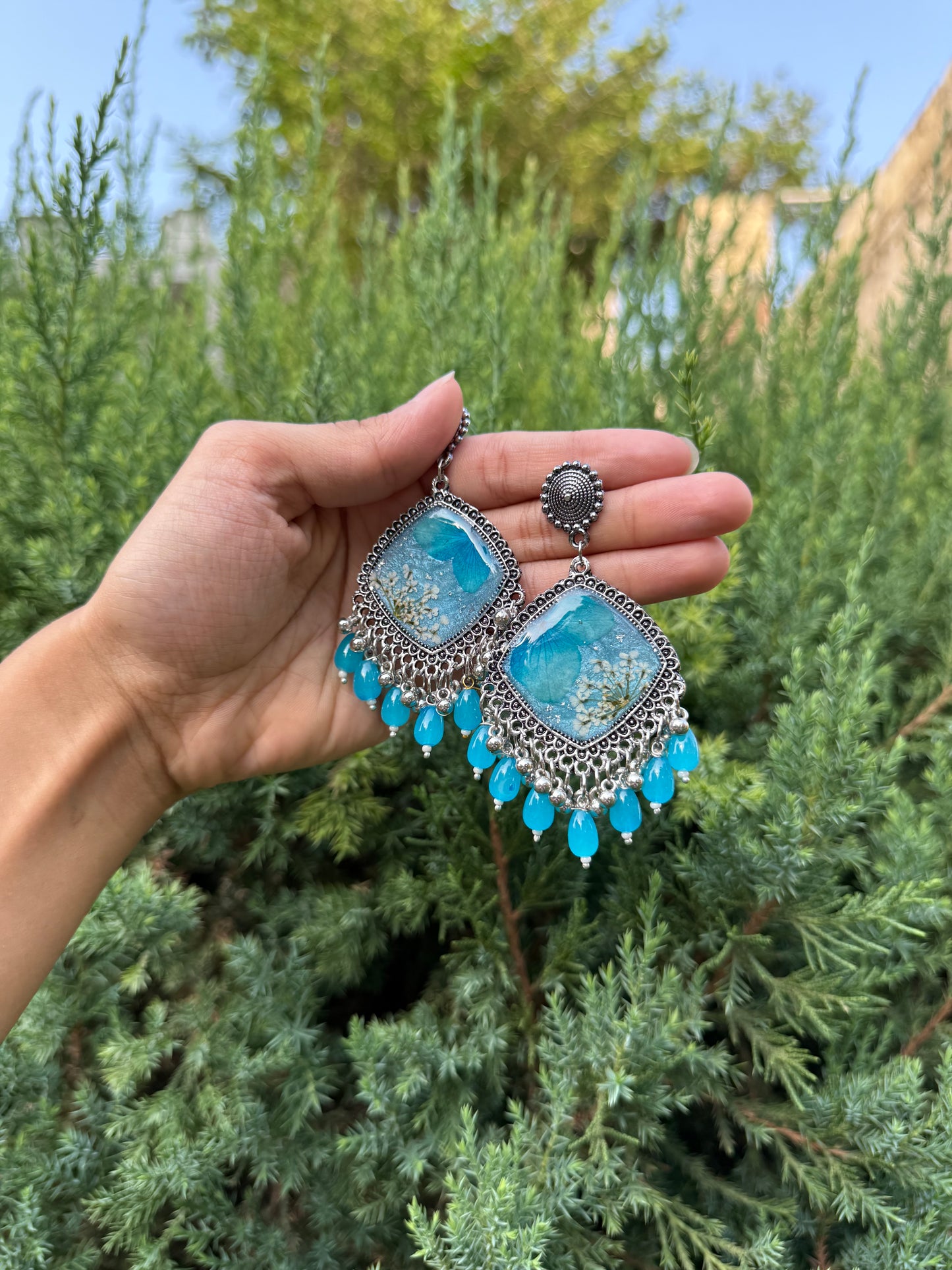 Blue crystal Jhumka