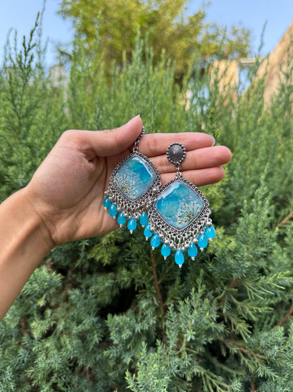 Blue crystal Jhumka