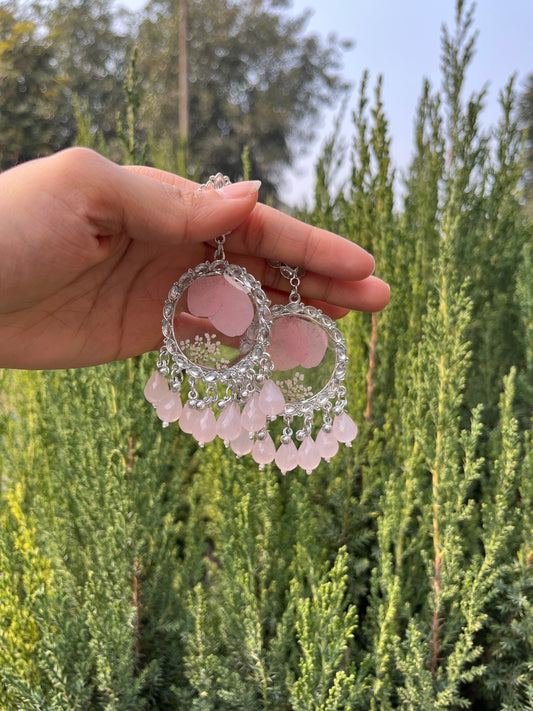 Prettiest ice pink mirror jhumka
