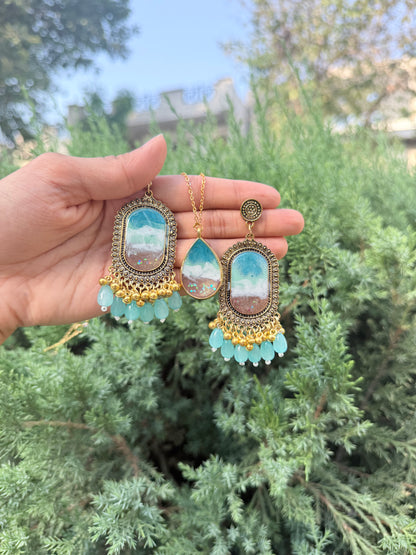 Ocean Jhumka & necklace
