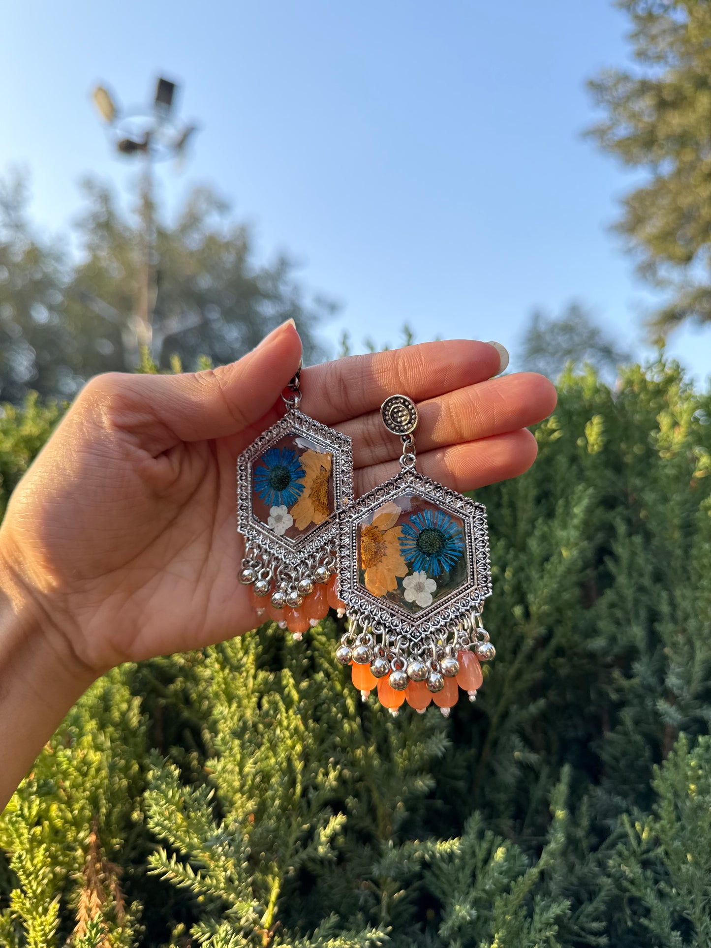 Blue aster jhumka