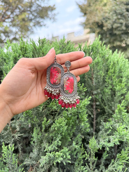 Red petal jhumka