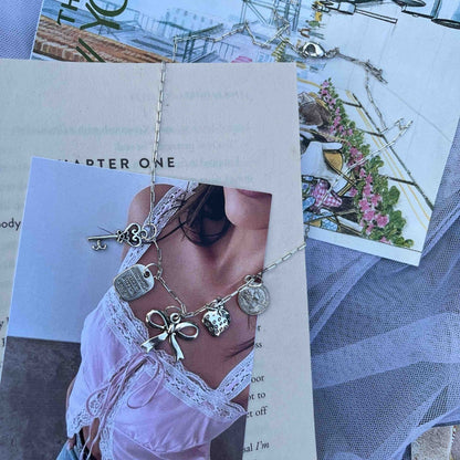 Silver charmed necklace