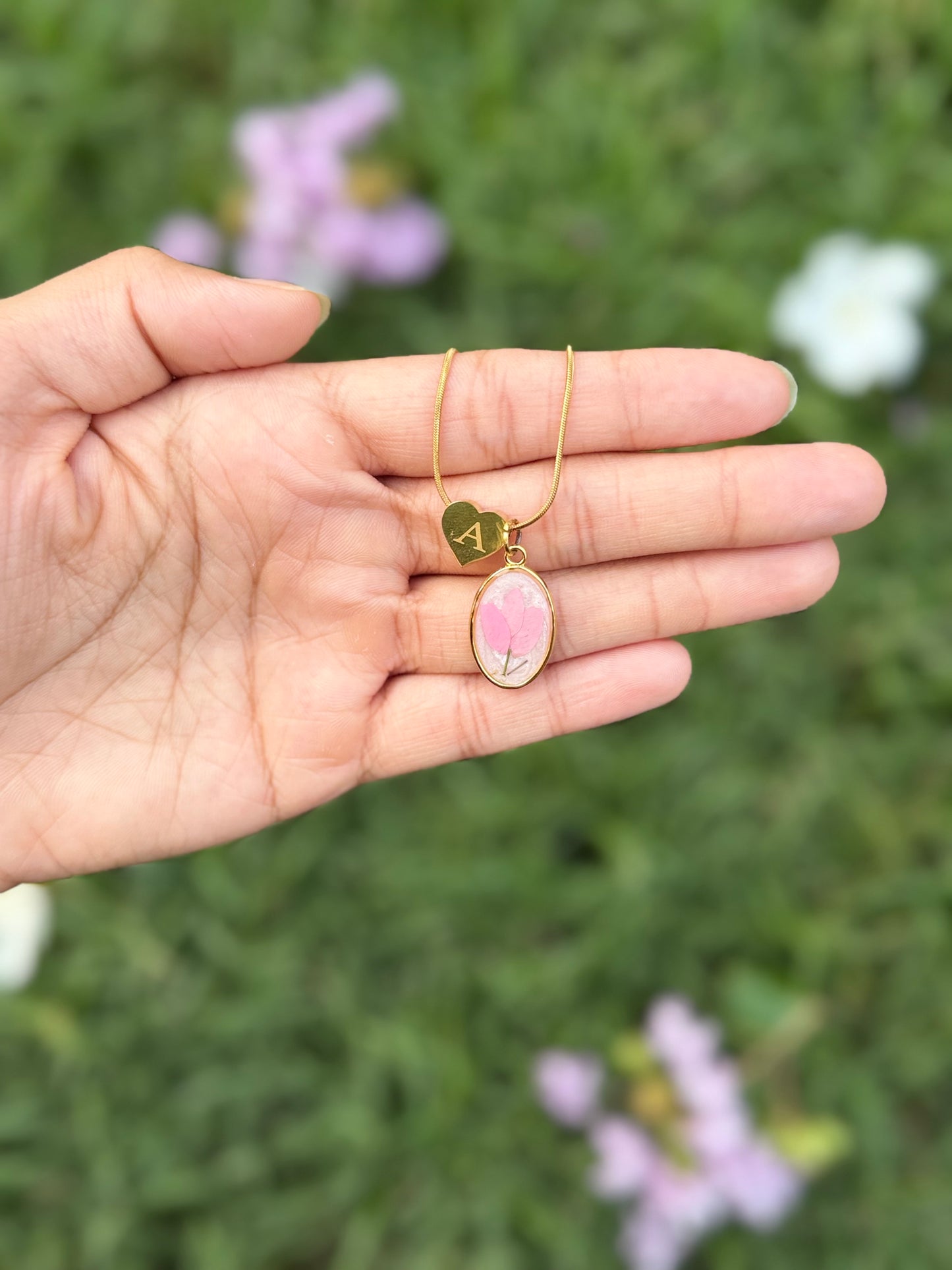 Tulip initial necklace