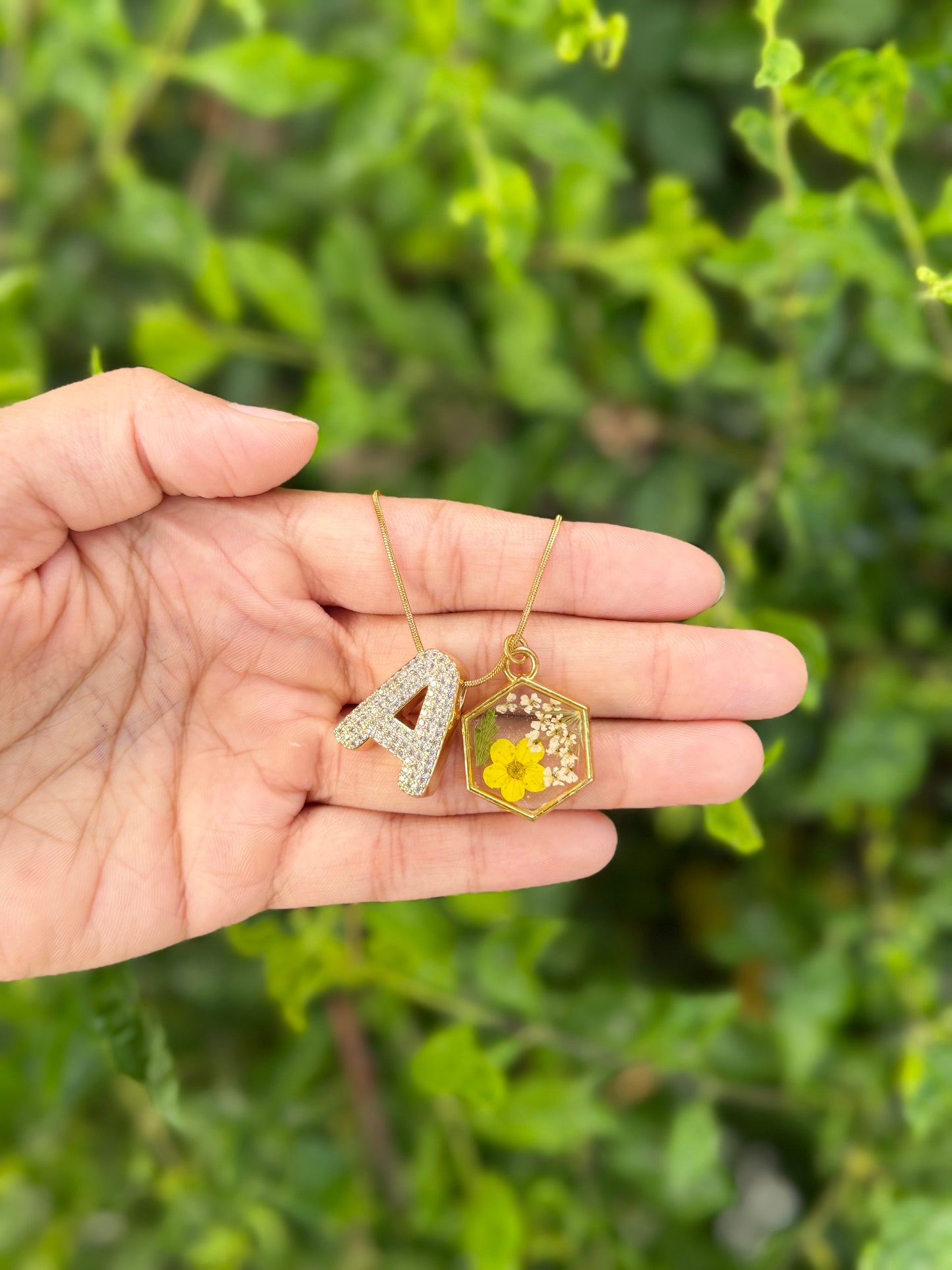 Golden bloom initial necklace