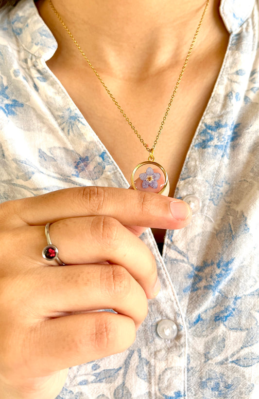 Elegant forget me not necklace
