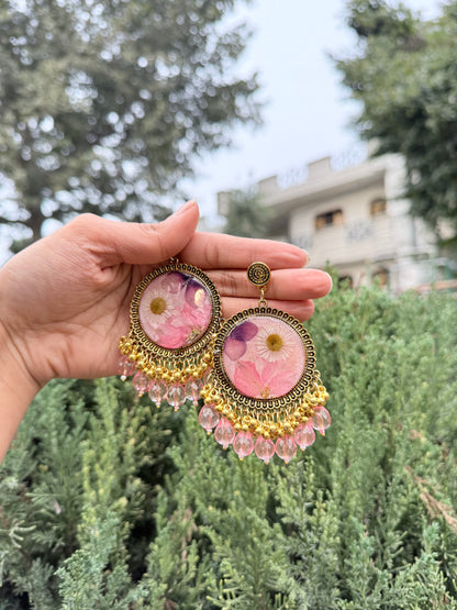 Pink fairy jhumkas