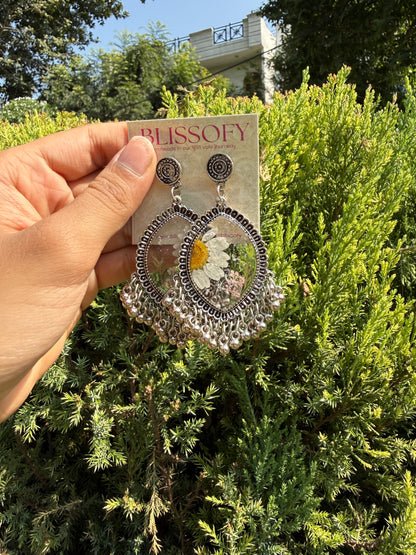 Oxidised Daisy jhumkas