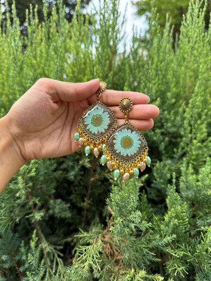 Turquoise brown jhumka
