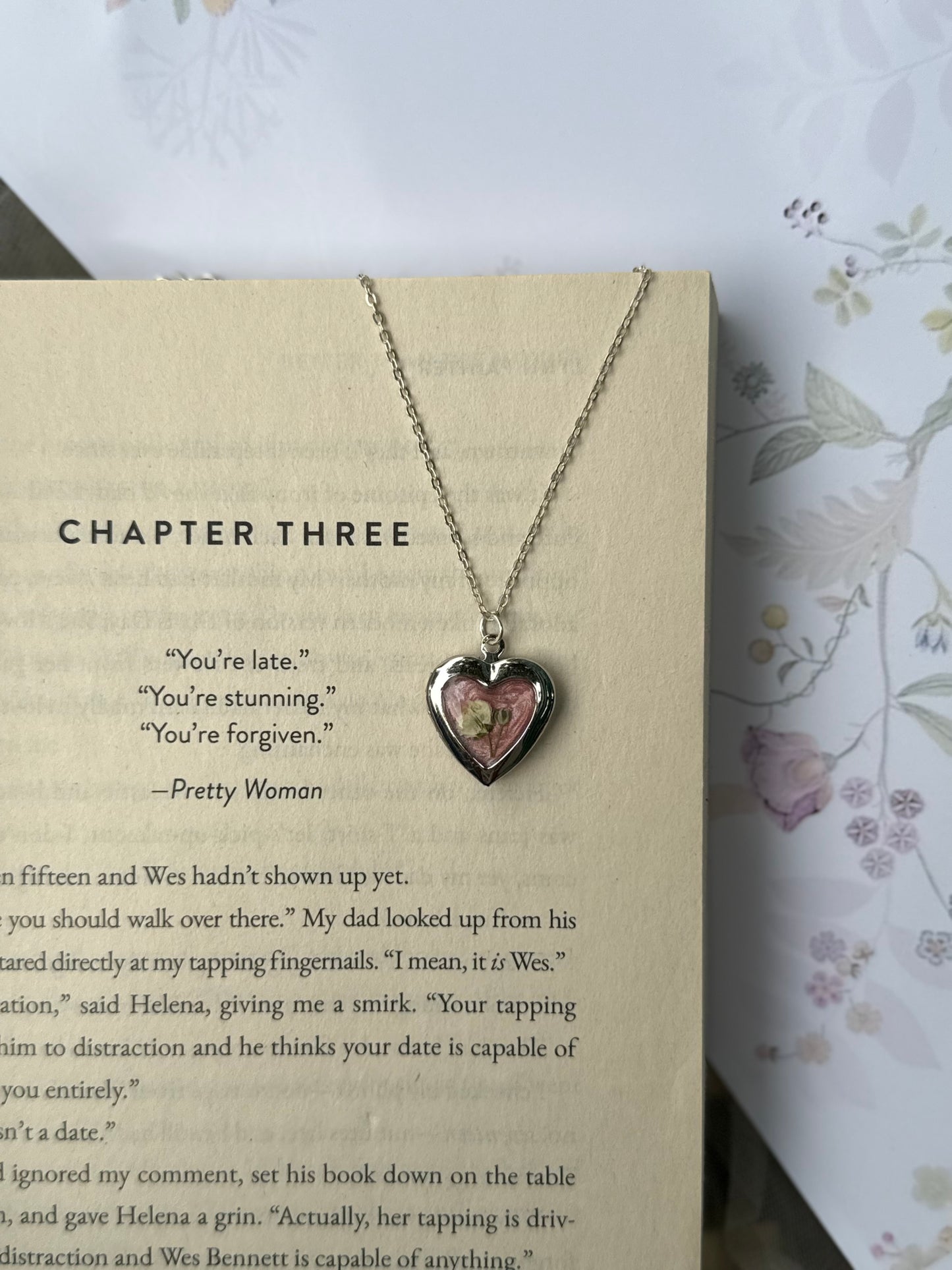 Baby breath heart locket