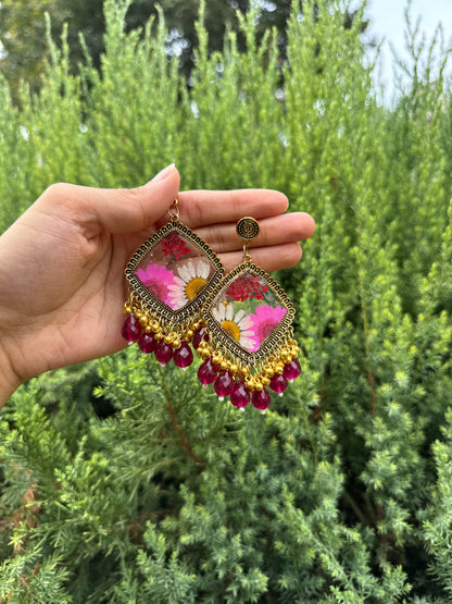 Raani pink daisy jhumka