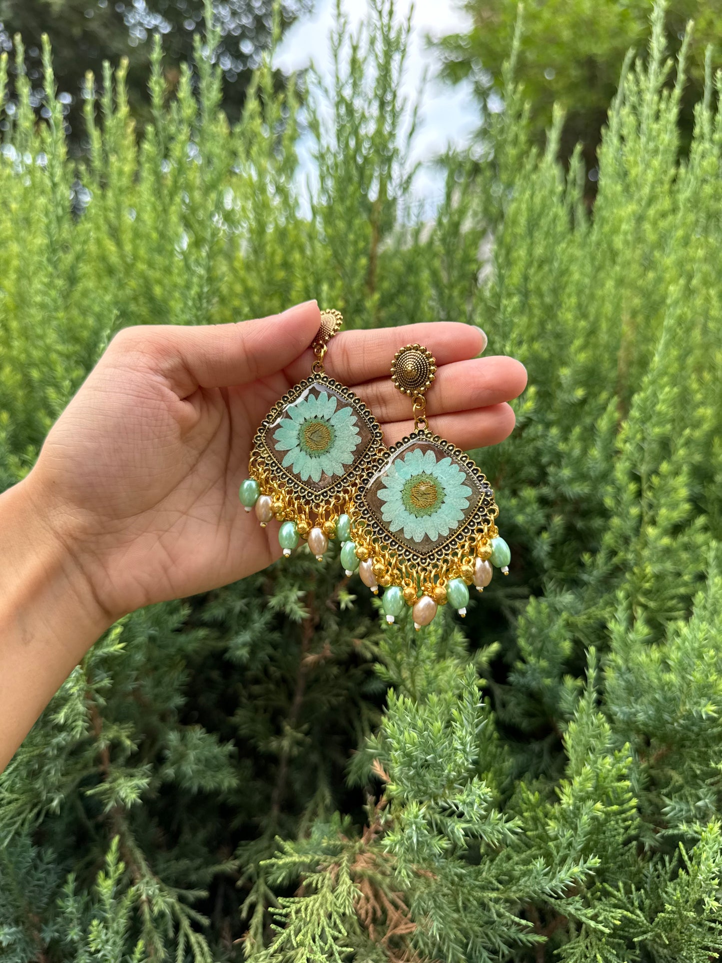 Turquoise brown jhumka