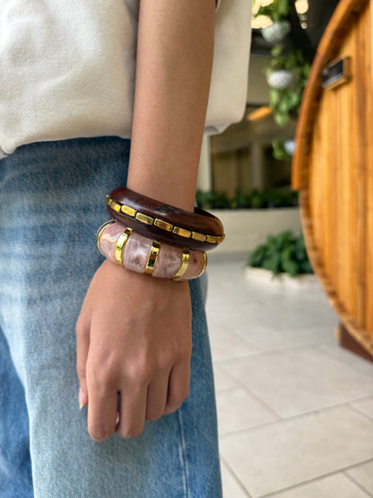 Pink Wooden acrylic bracelet stack