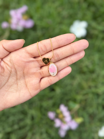 Tulip initial necklace
