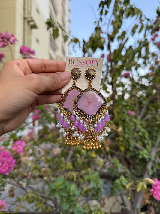 Purple hydrangea jhumka