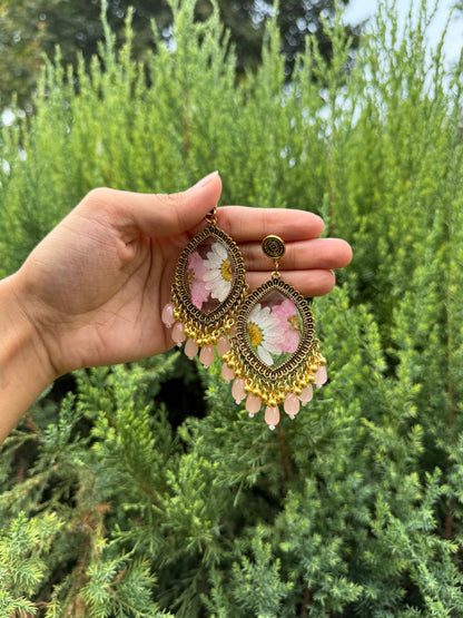 Pink larkspur jhumkas