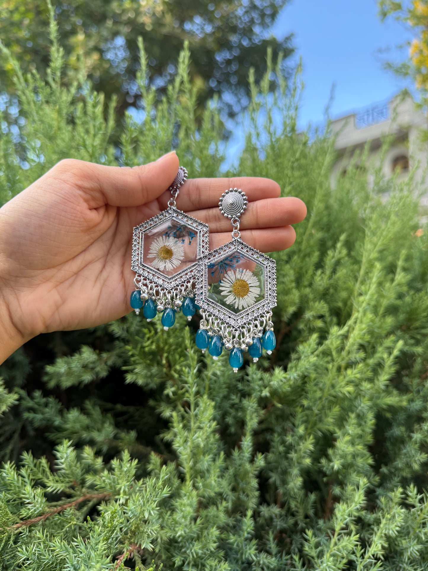Prettiest blue aster Jhumka