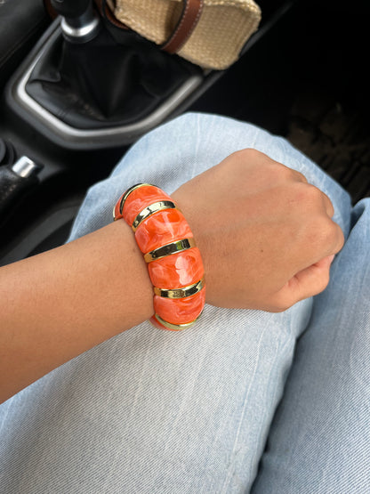 Orange cloud resin bangle