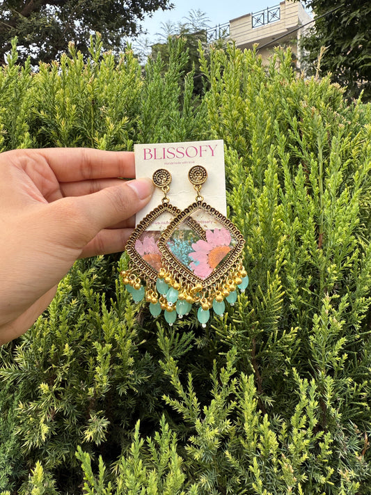 Elegant turquoise jhumkas