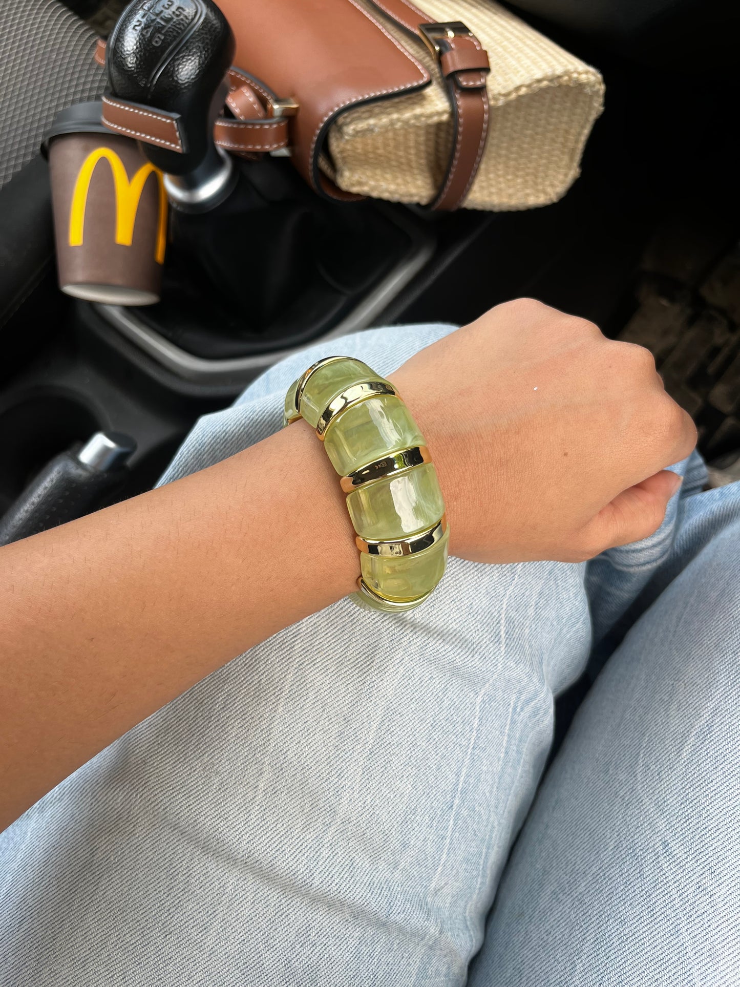 Green cloud resin bangle
