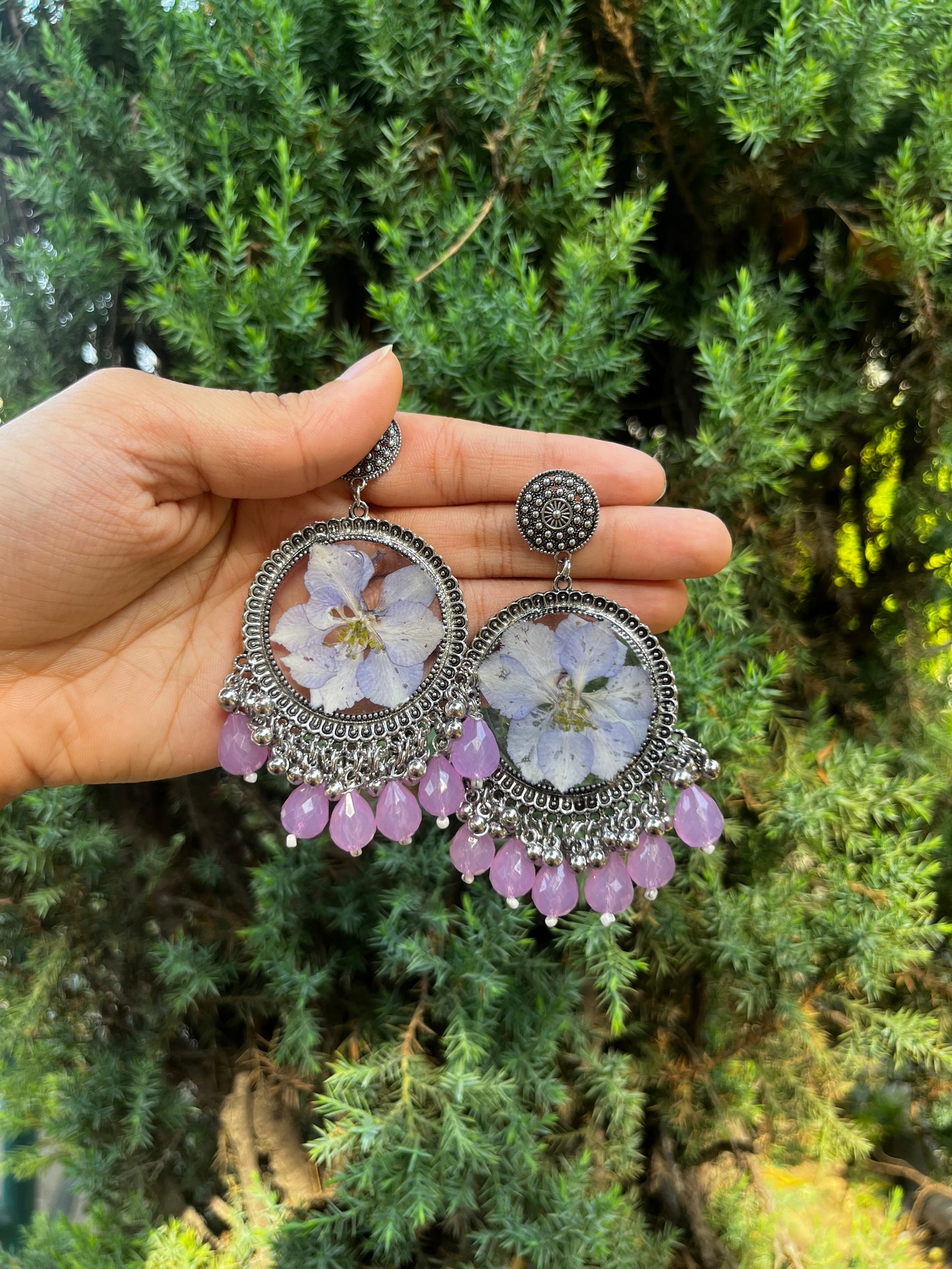 Lavender larkspur jhumkas