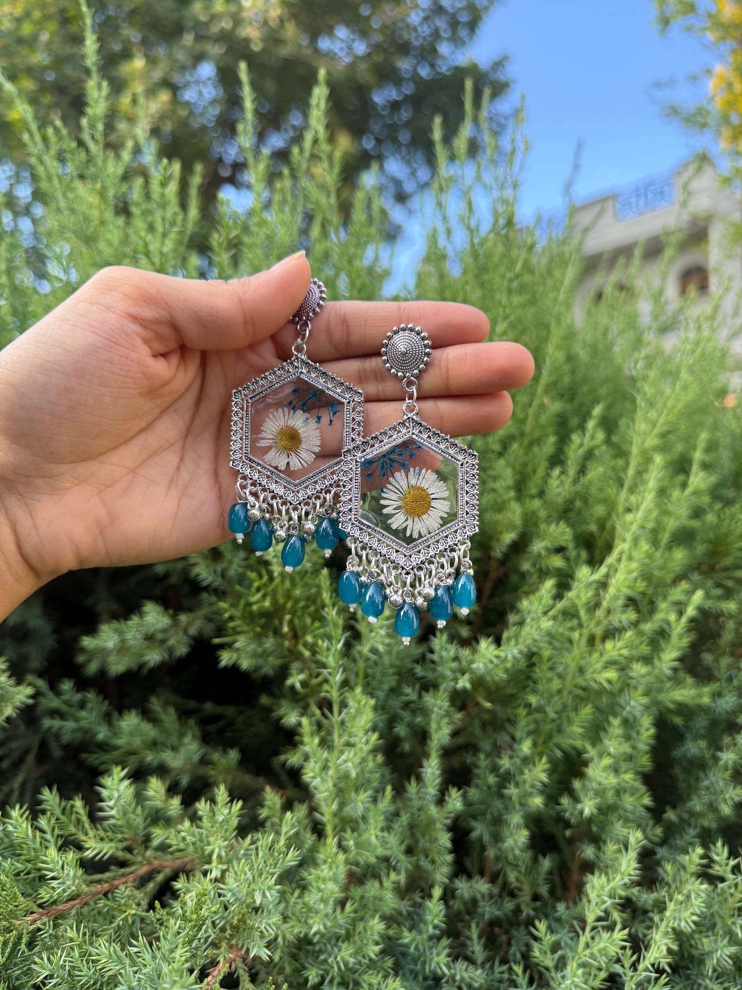 Prettiest blue aster Jhumka