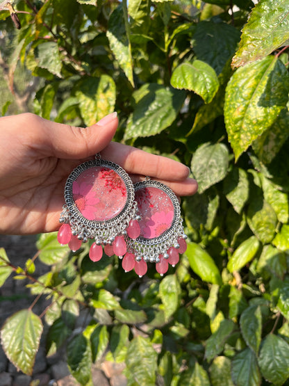 Elegant pink floral jhumkas