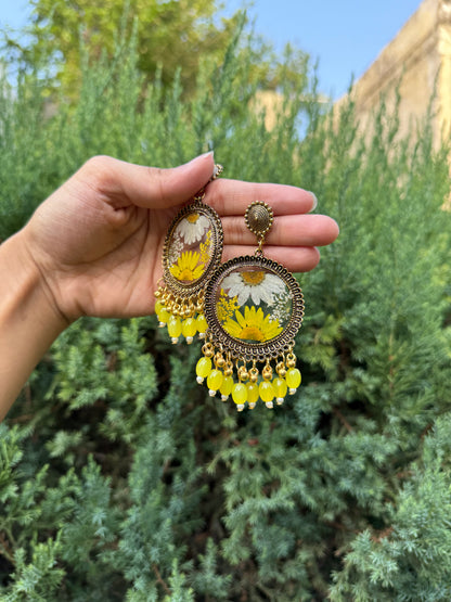 Yellow daisy jhumkas