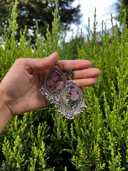 Oxidised violet jhumkas