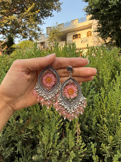Pink meadow jhumkas