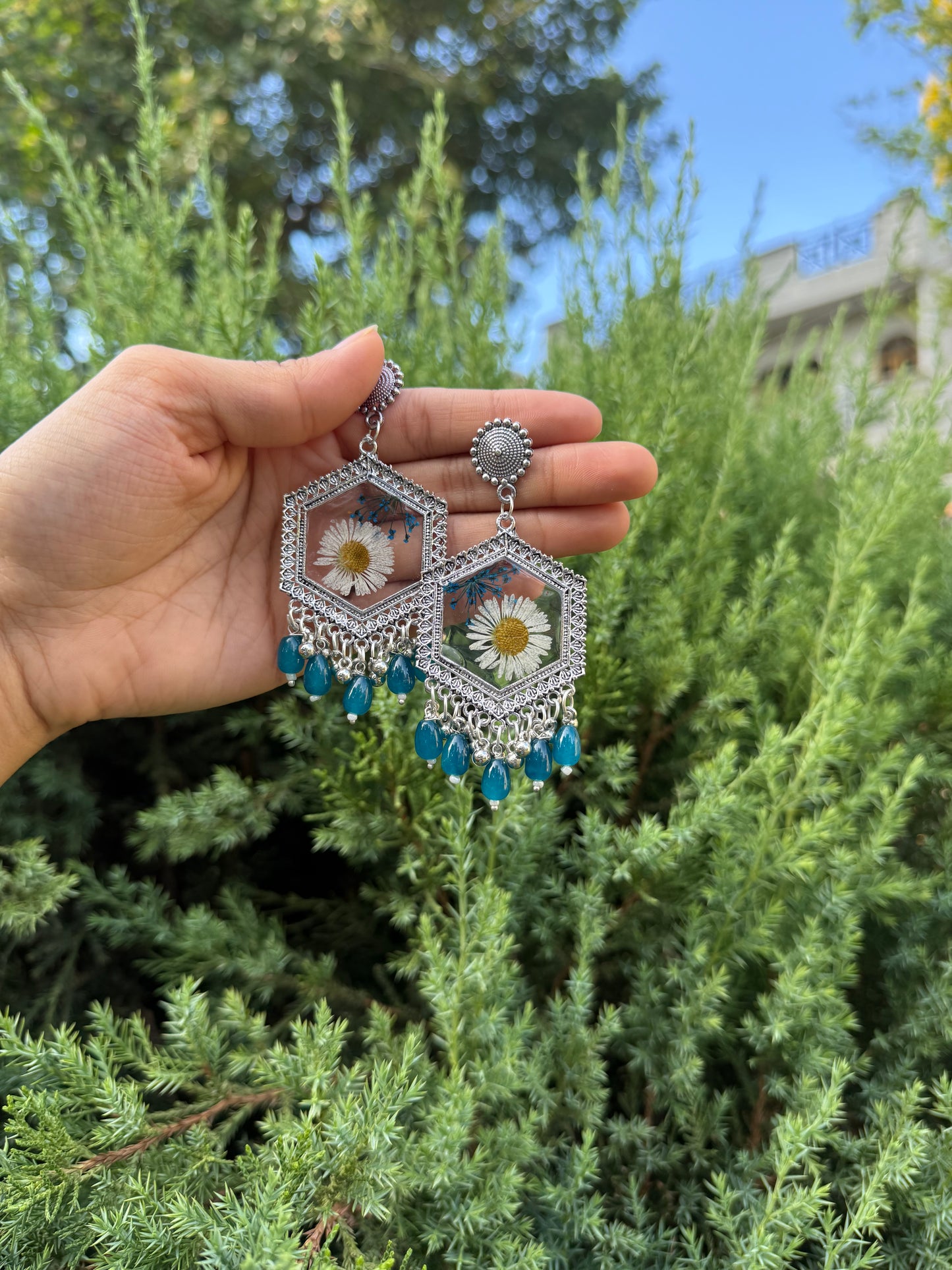 Prettiest blue aster Jhumka