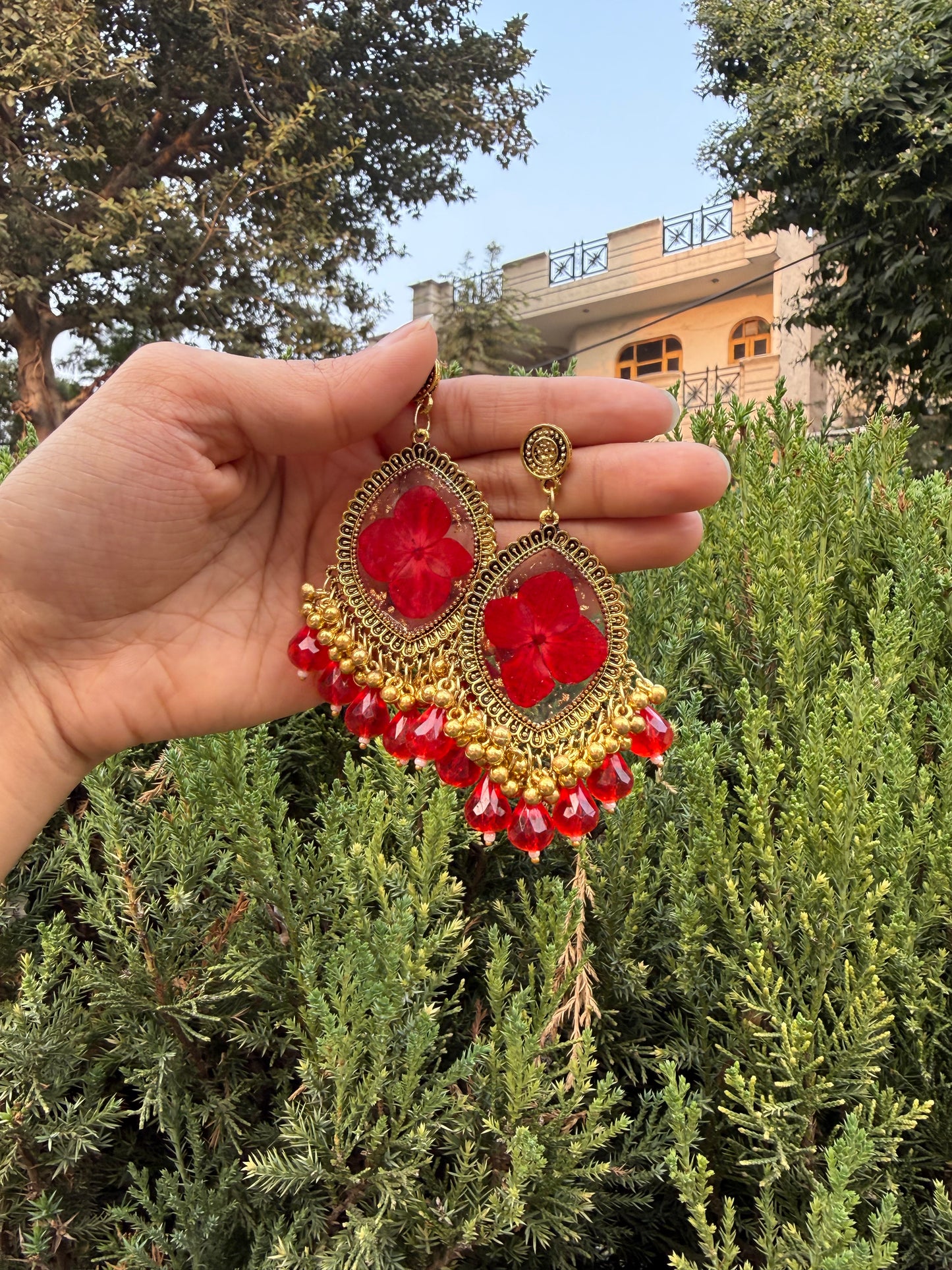 Red fern jhumka