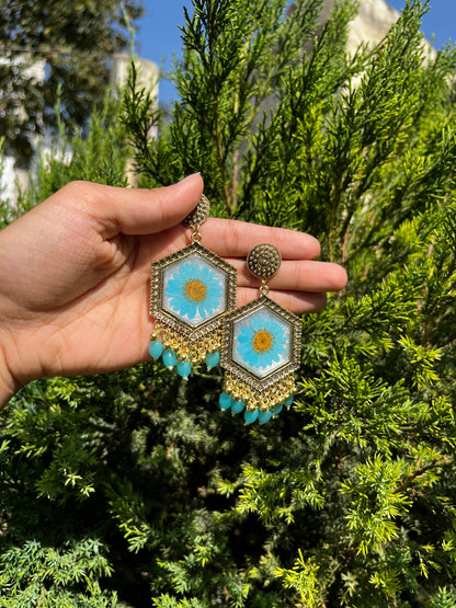Blue mist daisy jhumka