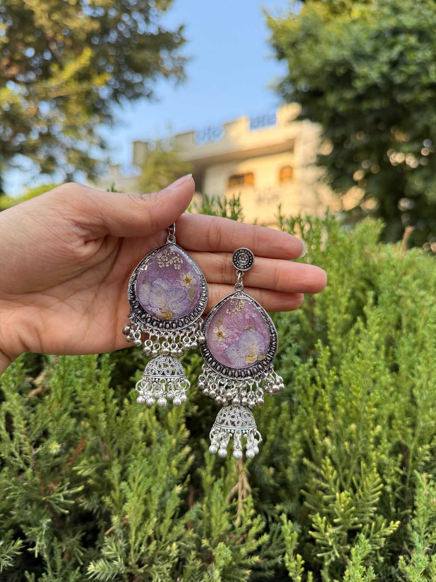 Lilac ghungroo jhumkas