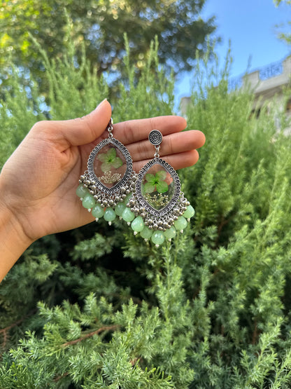 Green hydrangea jhumkas