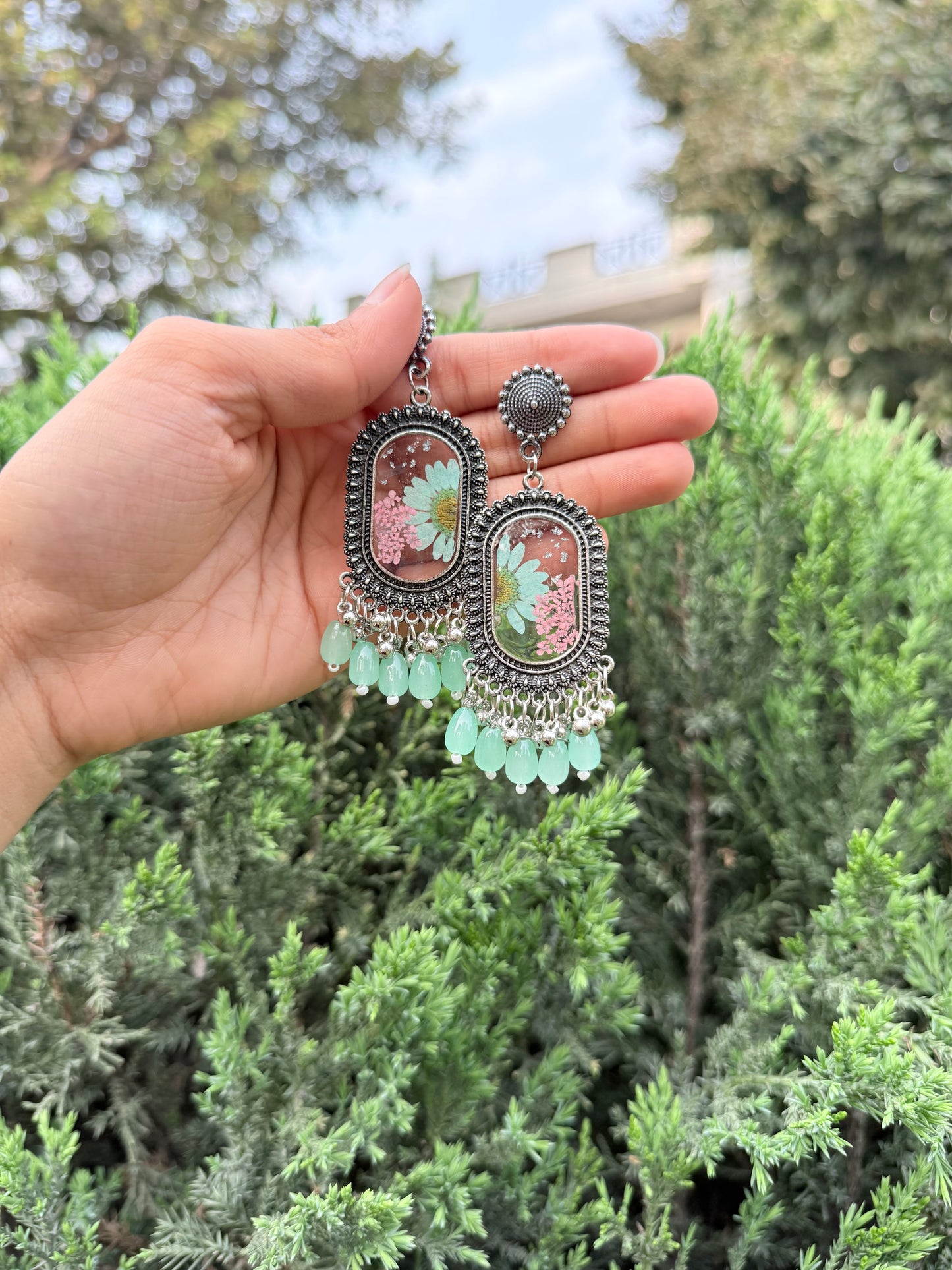 Turquoise mist Jhumka