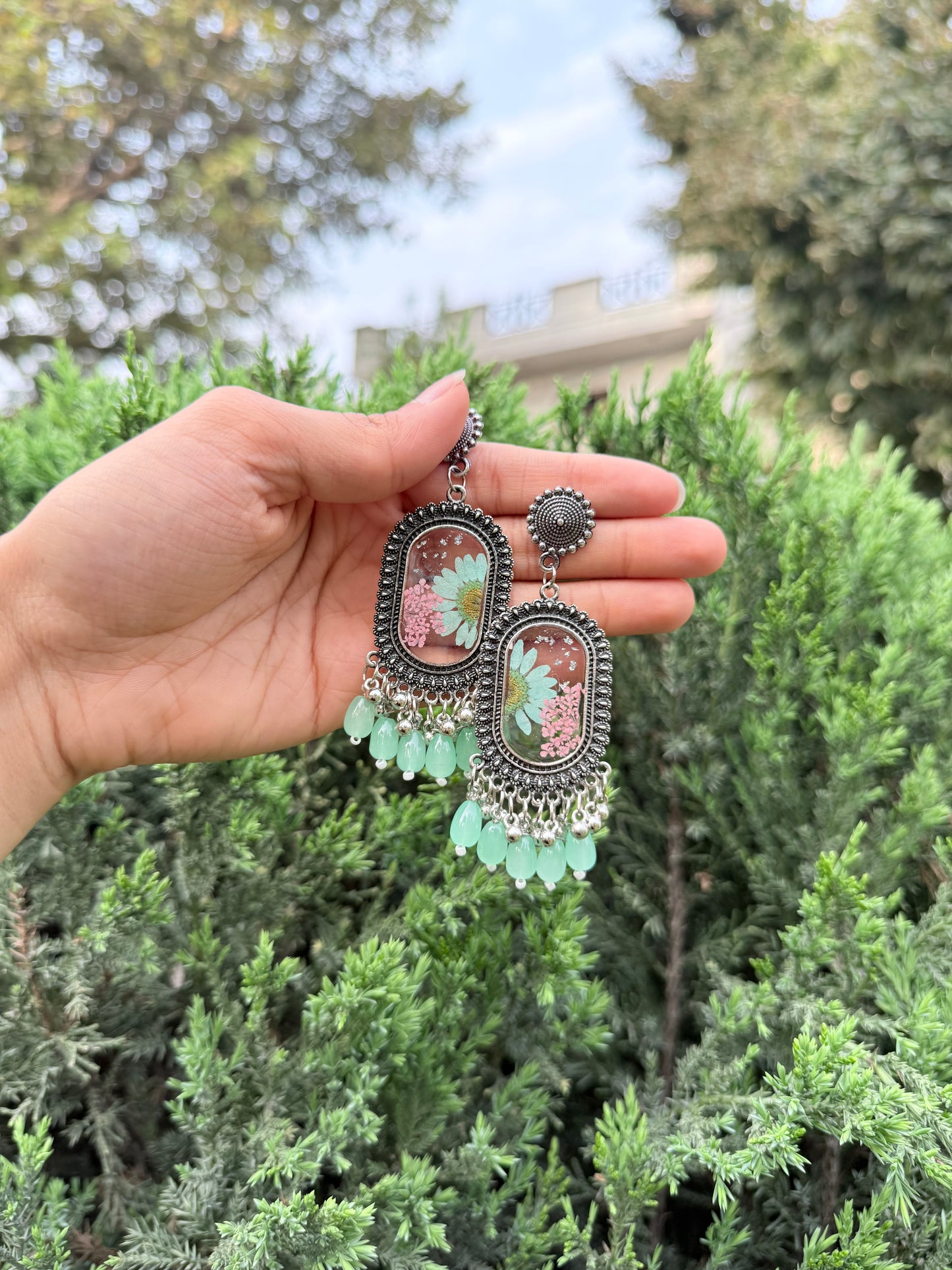 Turquoise mist Jhumka