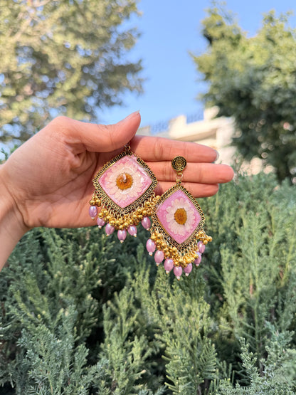 Pink bloom jhumka